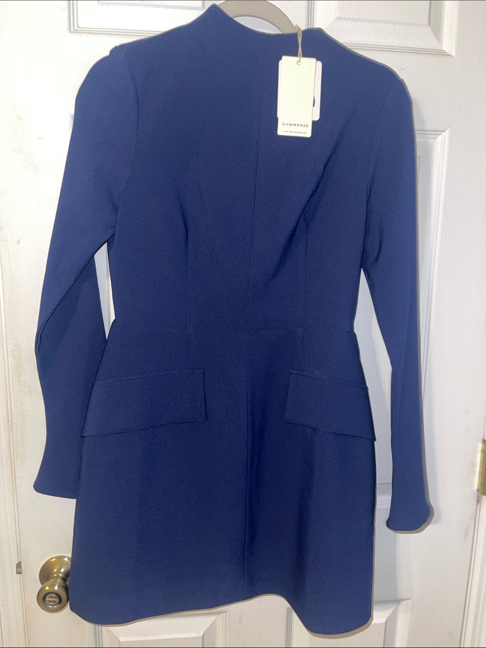 Commense Navy Long-Sleeve Structured Shift Dress